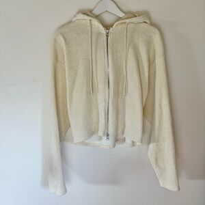 Source Unknown Cream Corduroy Zip Hoodie